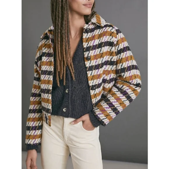 Scotch & Soda Wool Houndstooth Plaid Coat Cute Fall Jacket